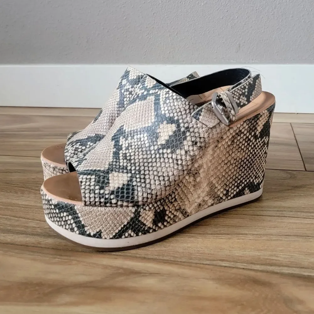 DV Dolce Vita Shan Platform Slingback Peep Toe Leather Sneaker Mule in Snake